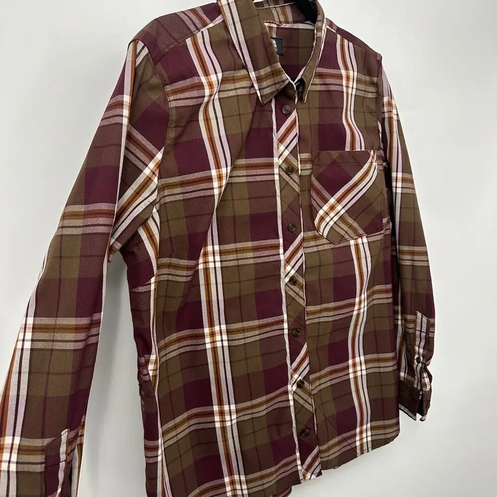 Alaskan Hardgear Bitterroot shirt long sleeve plaid women size XL brown maroon - Picture 2 of 10